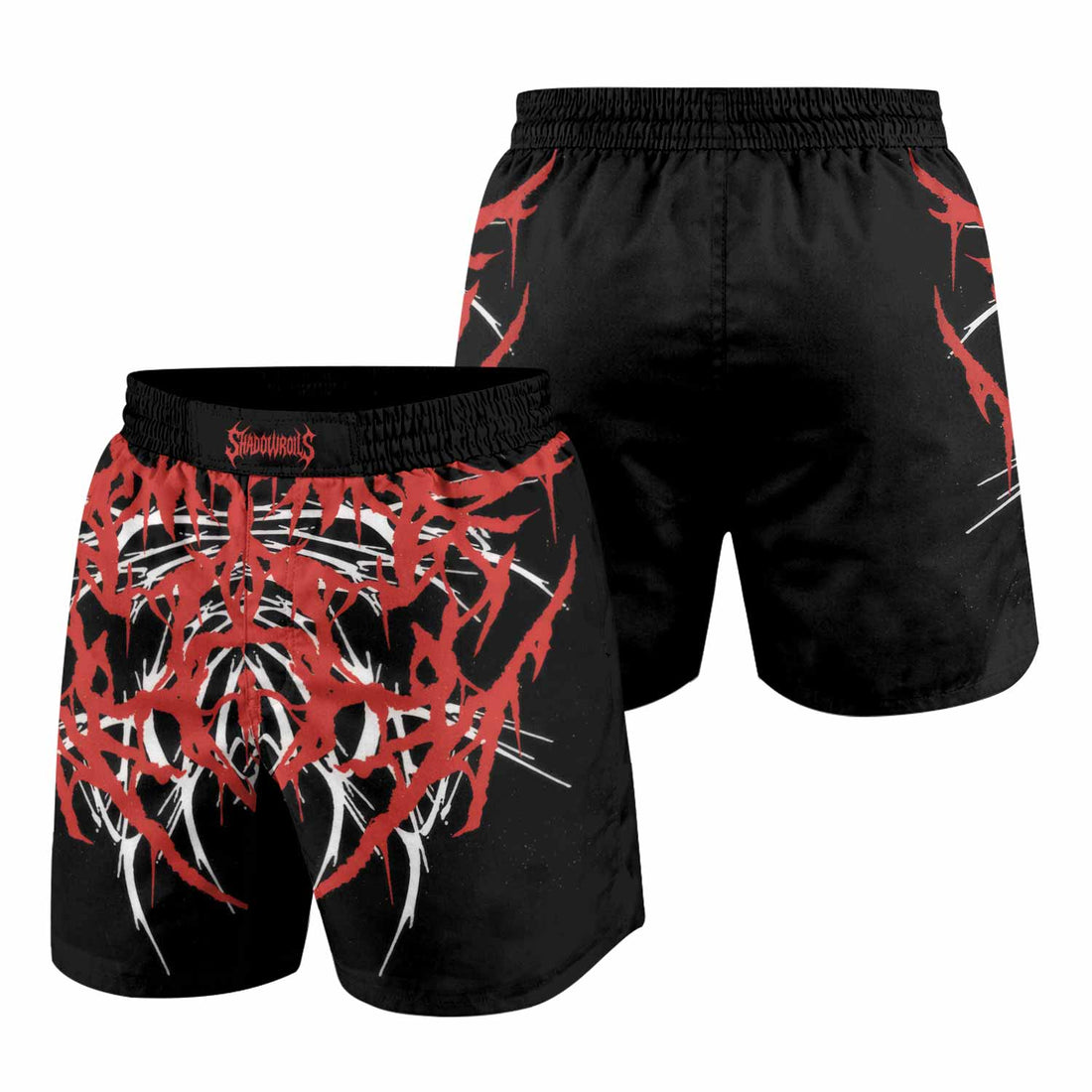Infernal Spines Grappling Shorts - front and back view