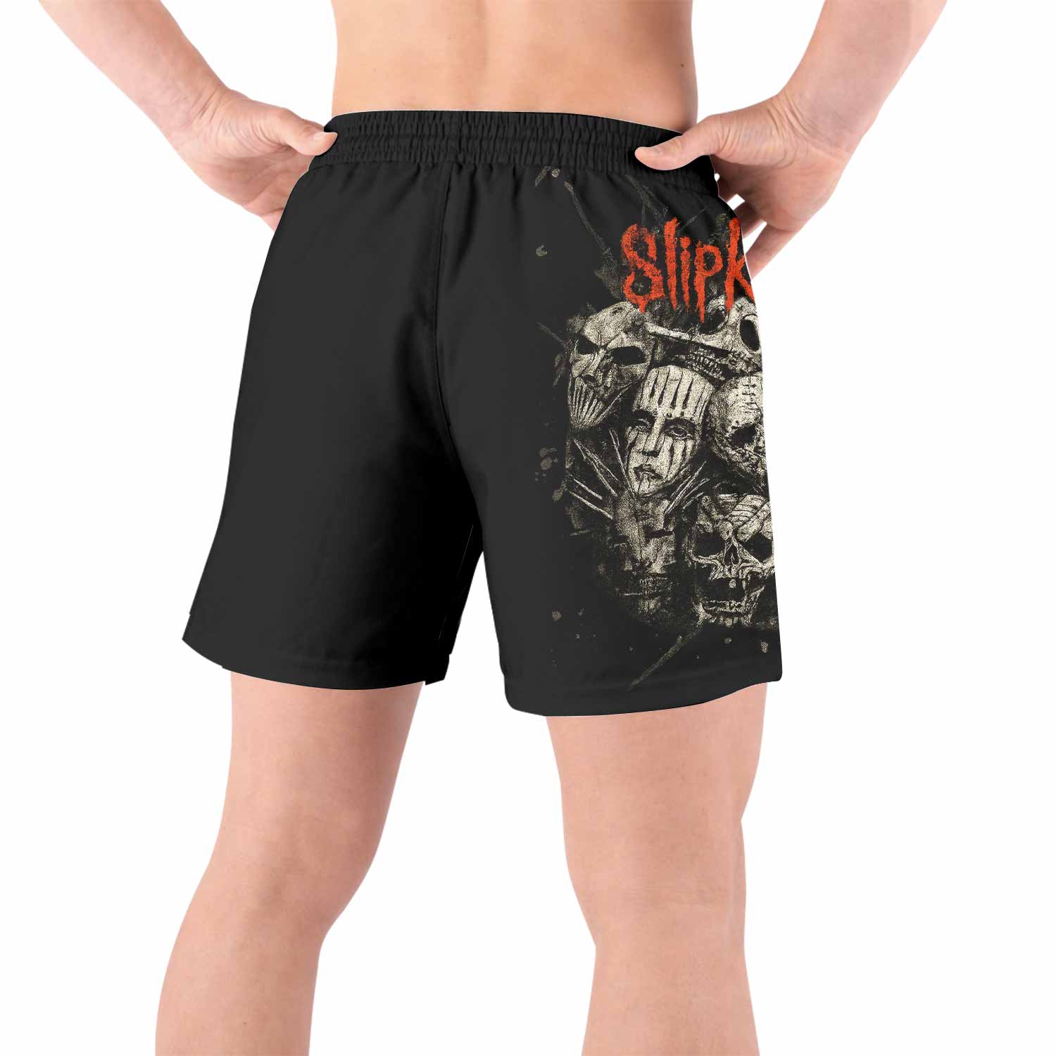 Slipknot Skull Grappling Shorts - back view lifestyle