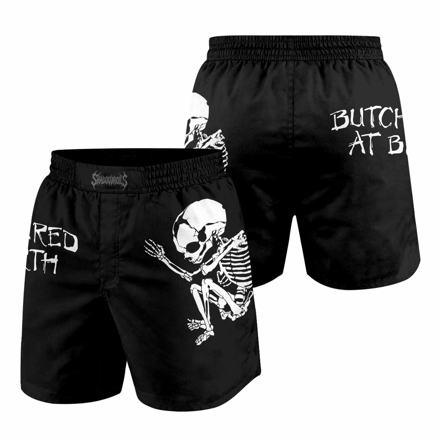 Butchered at Birth Grappling Shorts - front and back view