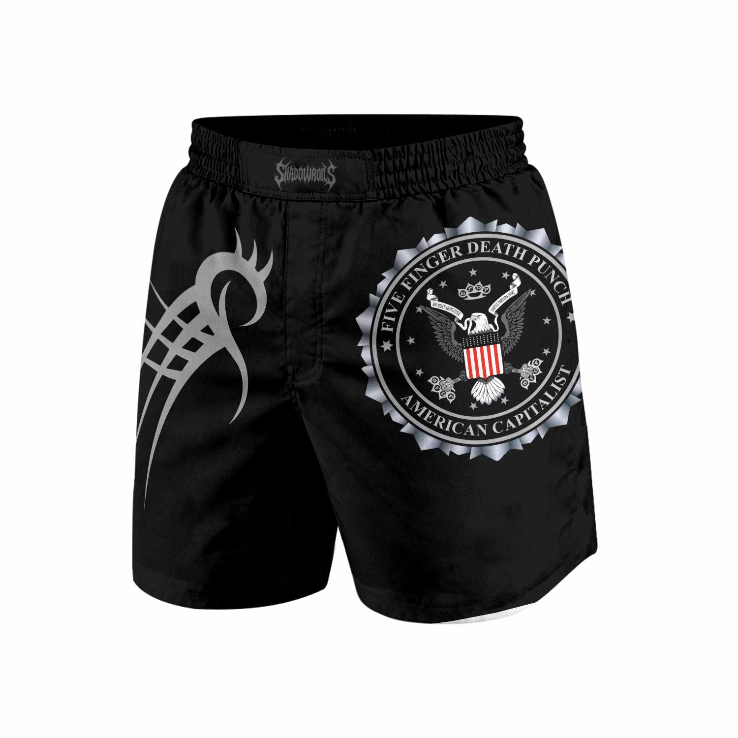 Five Finger Death Punch Grappling Shorts - front view mockup