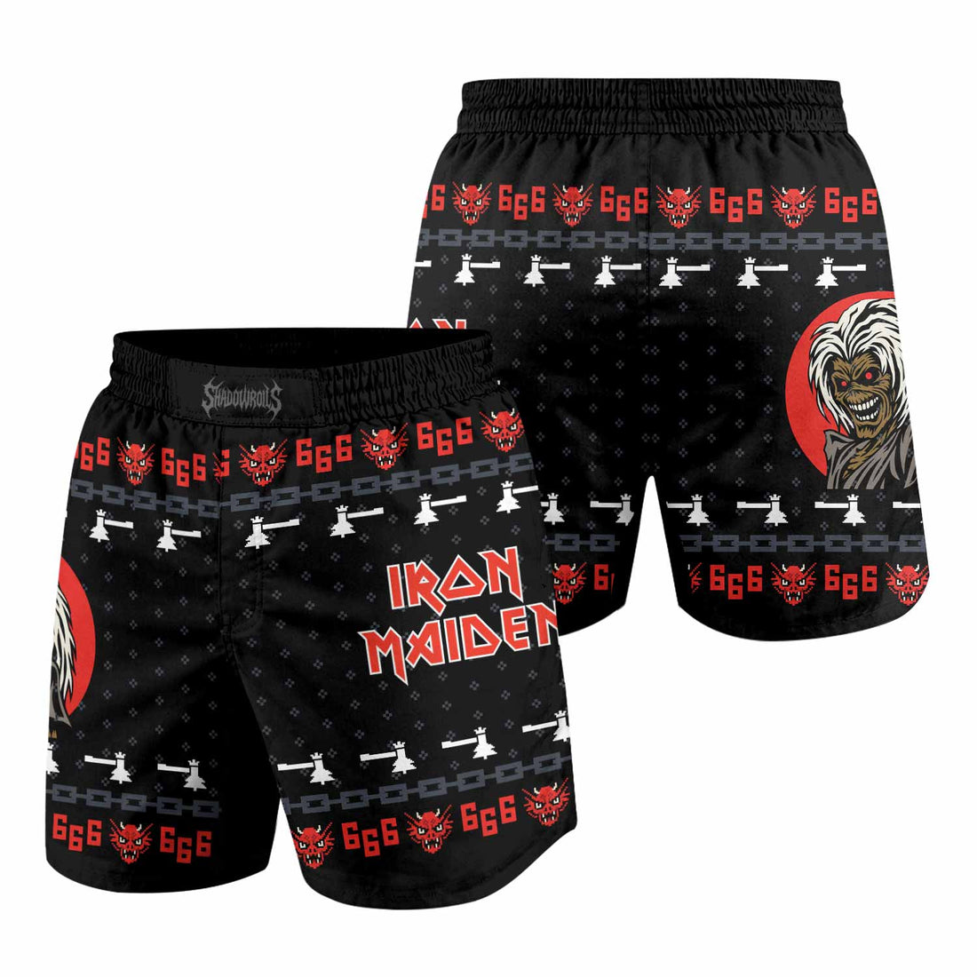 Iron Maiden Grappling Shorts - front and back view