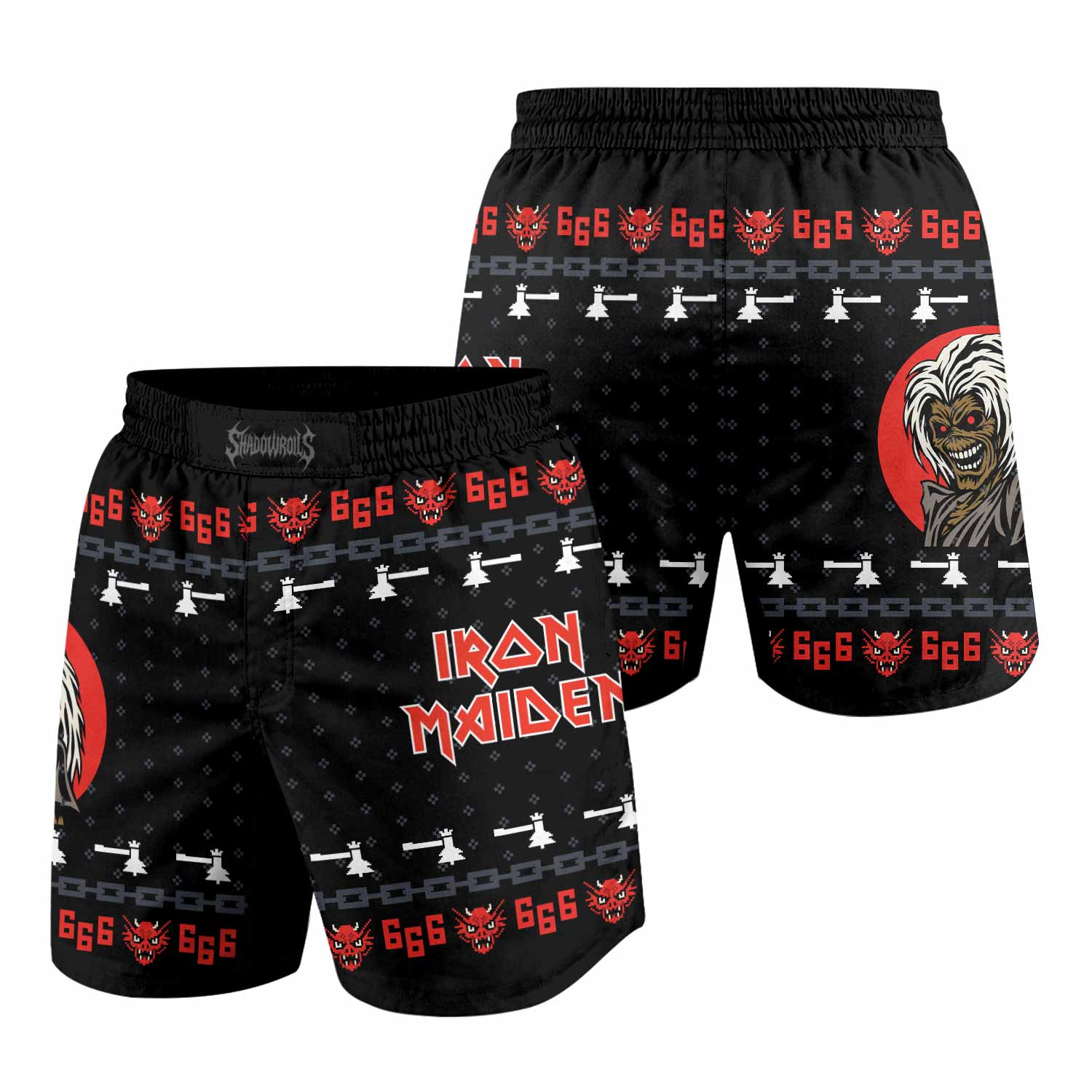 Iron Maiden Grappling Shorts - front and back view