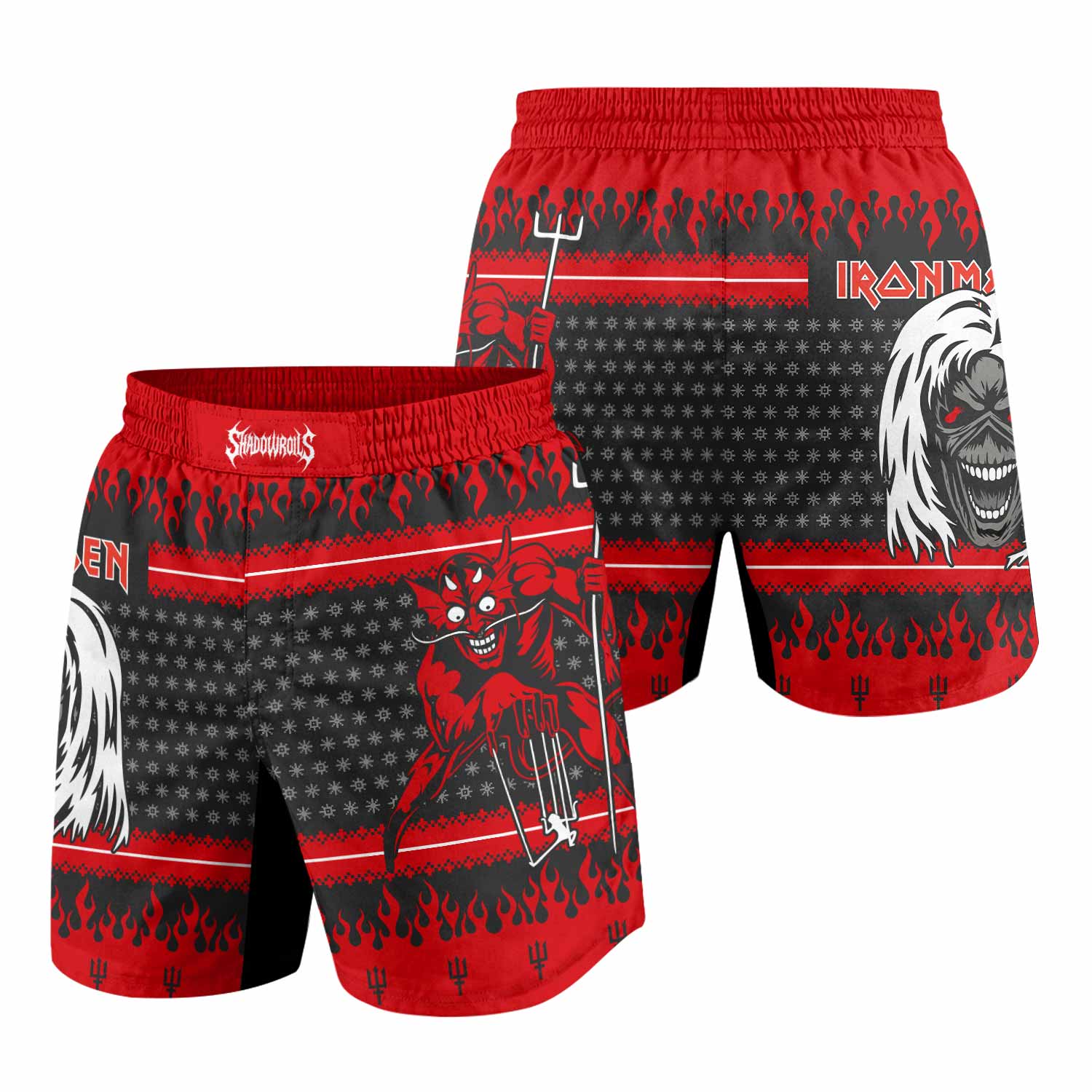 Iron Maiden Devil Grappling Shorts - front and back view
