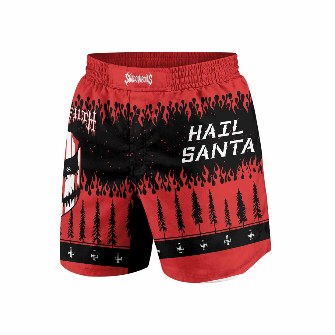Cradle of Filth Hail Santa Grappling Shorts - front and back view