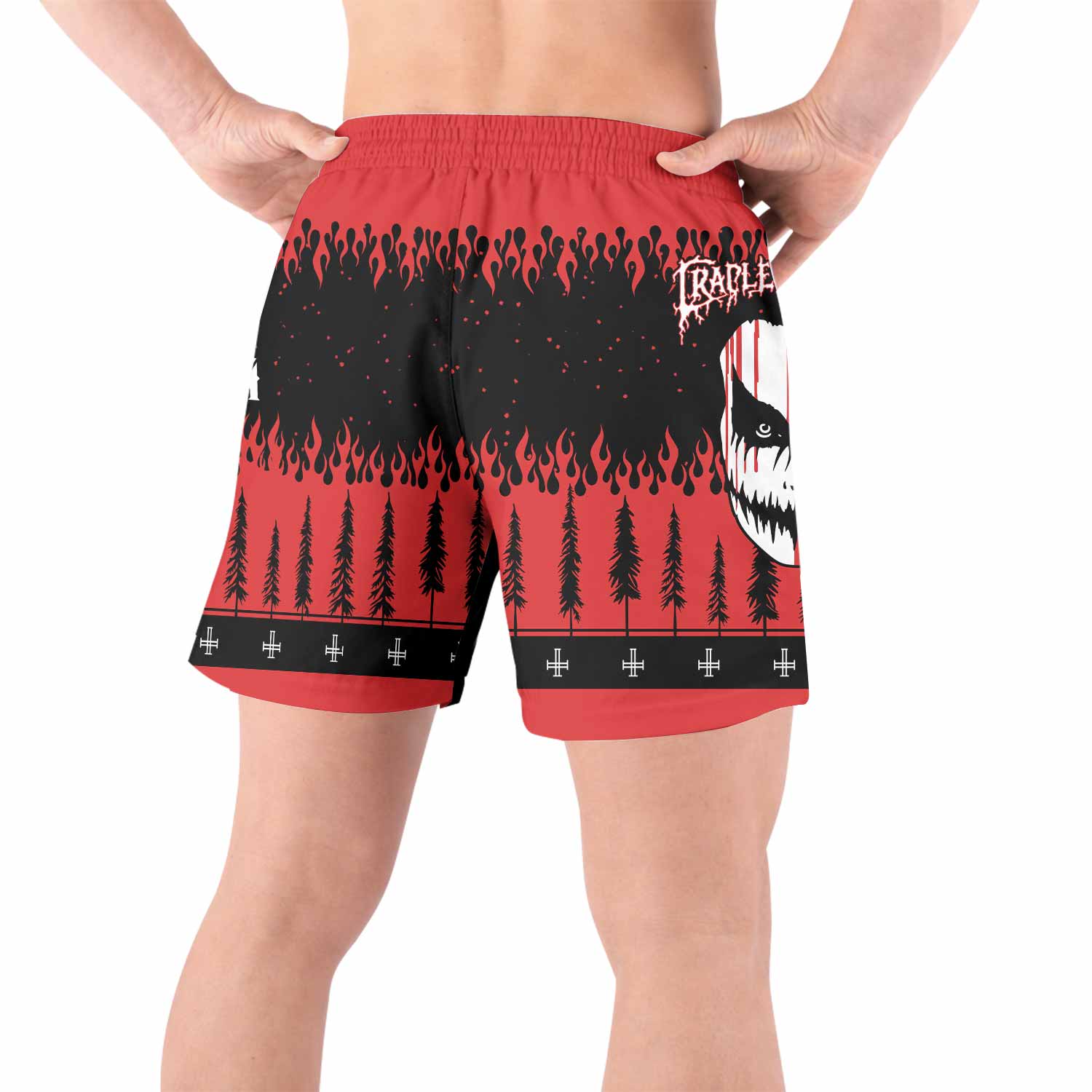 Cradle of Filth Hail Santa Grappling Shorts - back view lifestyle