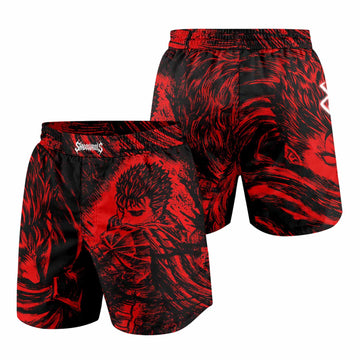 Berserk Guts Grappling Shorts - front and back view