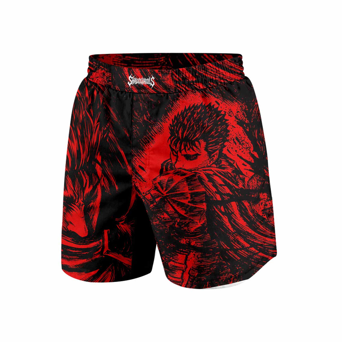 Berserk Guts Grappling Shorts - front and back view