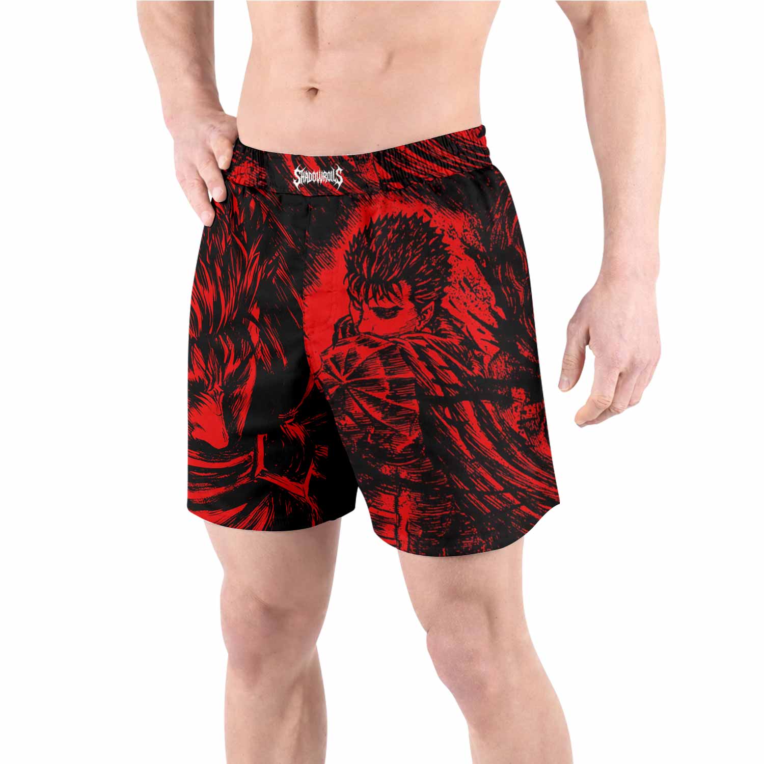 Berserk Guts Grappling Shorts - front view lifestyle