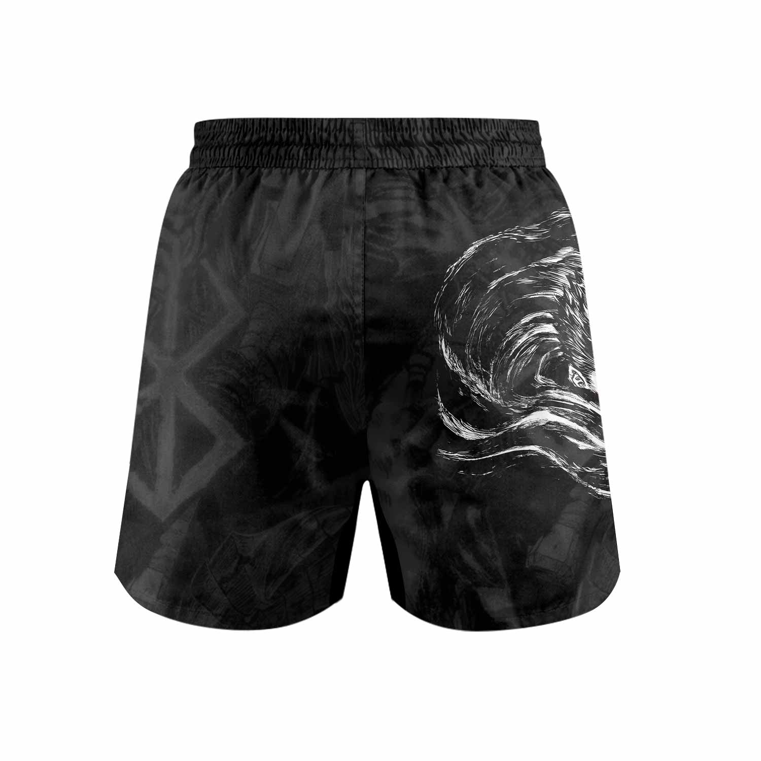 Black Swordsman Berserk Grappling Shorts - back view mockup