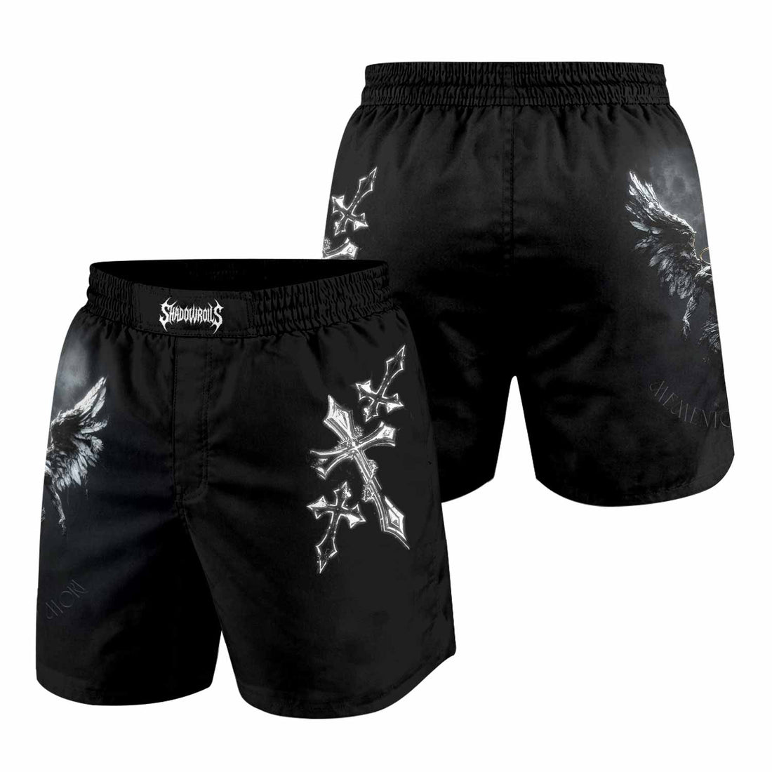 Memento Mori Grappling Shorts - front and back view