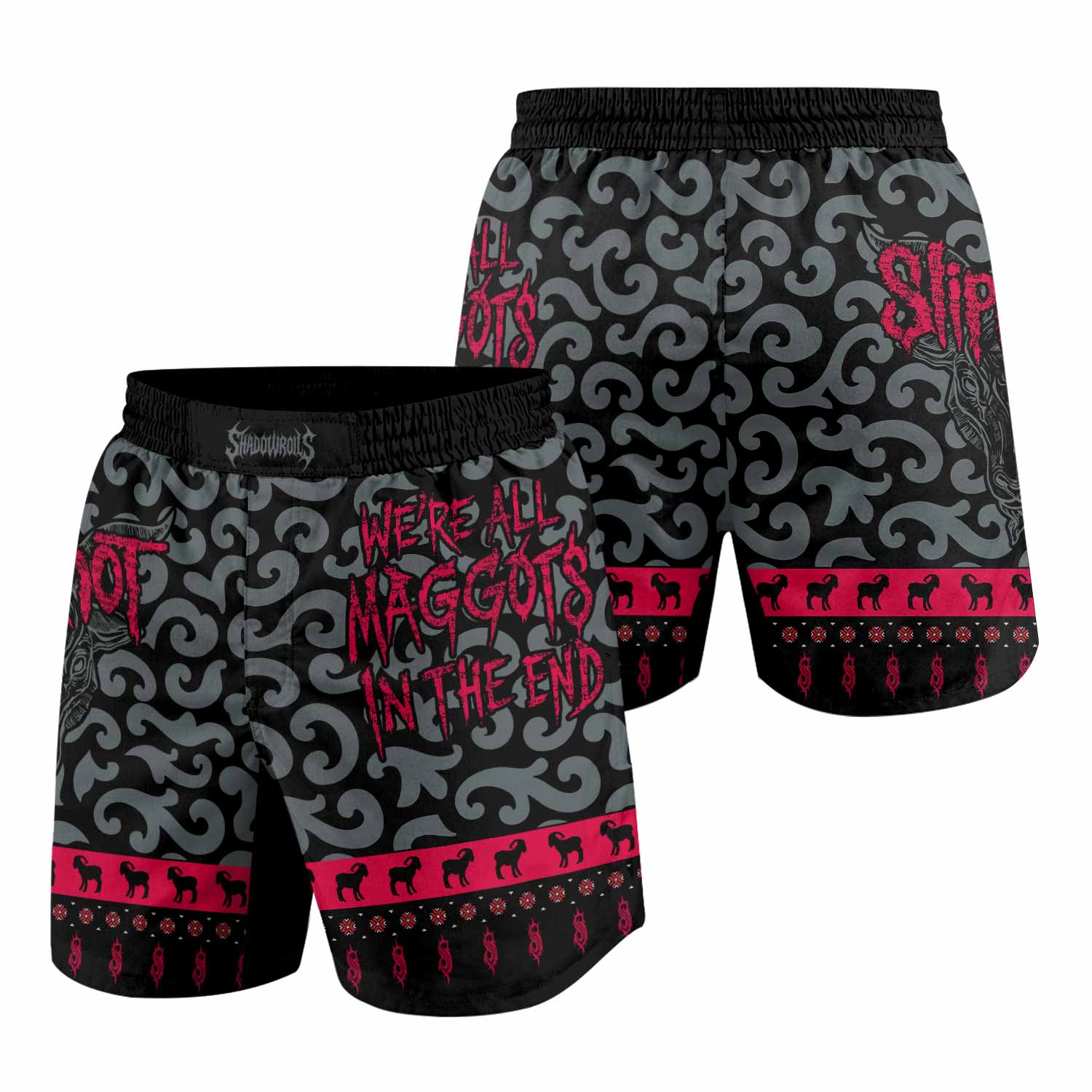 Slipknot Maggots Grappling Shorts - front and back view