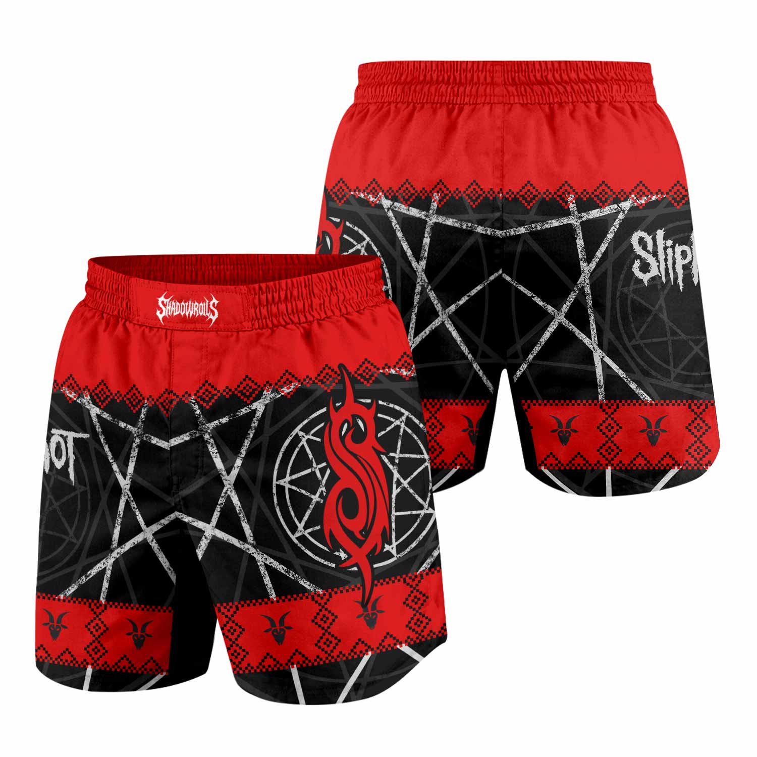 Baphomet Slipknot Grappling Shorts - front and back view