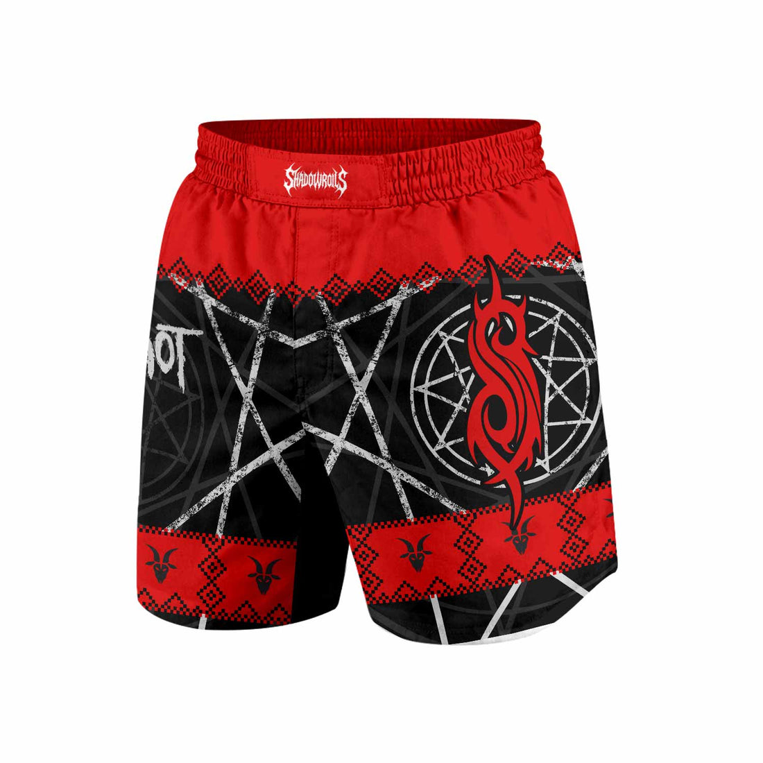 Baphomet Slipknot Grappling Shorts - front and back view