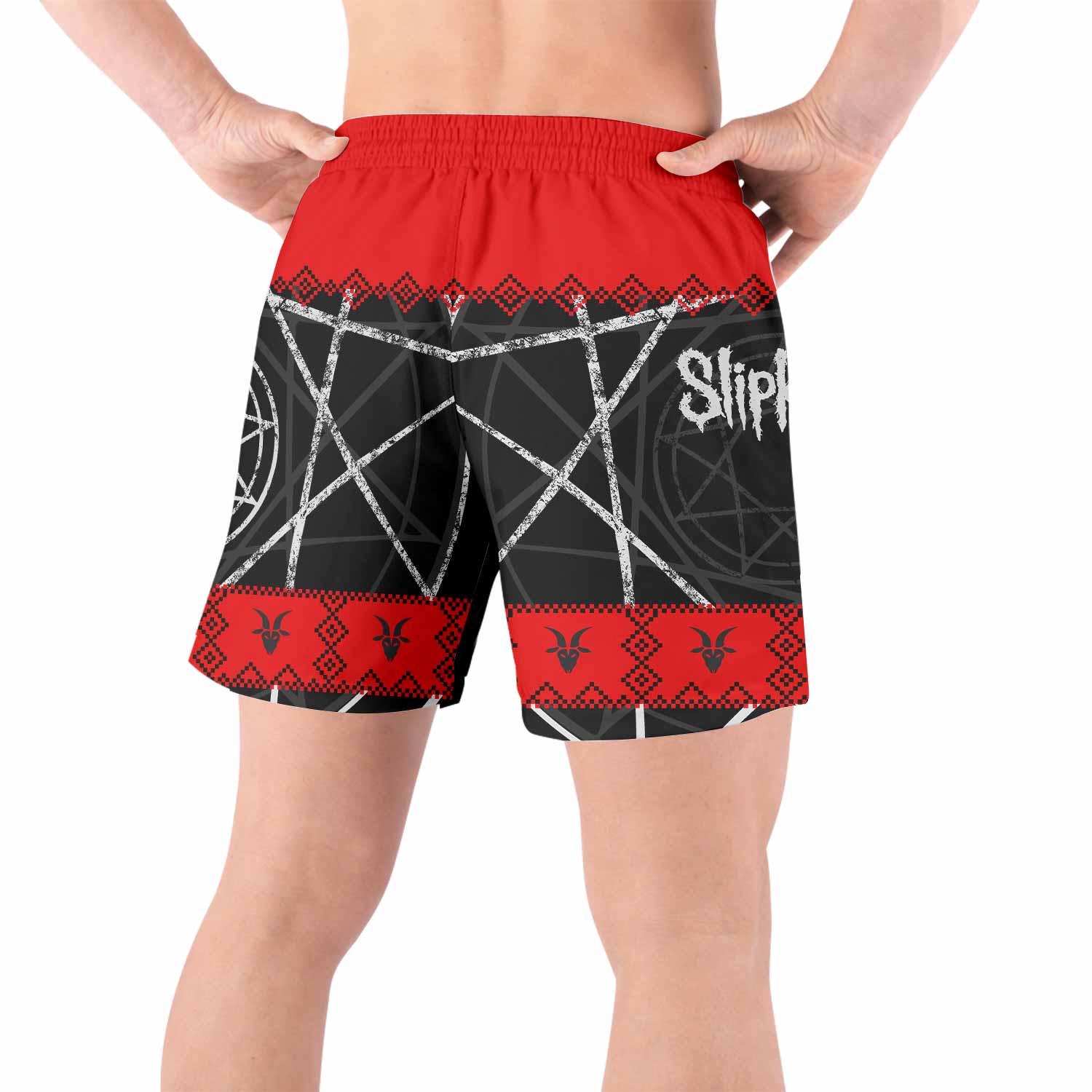 Baphomet Slipknot Grappling Shorts - back view lifestyle