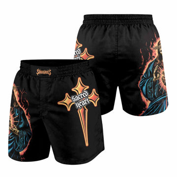 Sacred Heart Grappling Shorts - front and back view