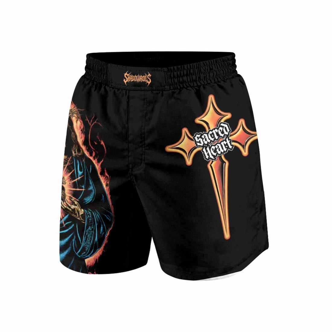 Sacred Heart Grappling Shorts - front and back view