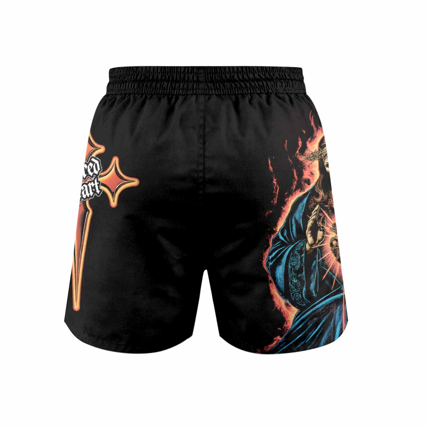 Sacred Heart Grappling Shorts - back view mockup