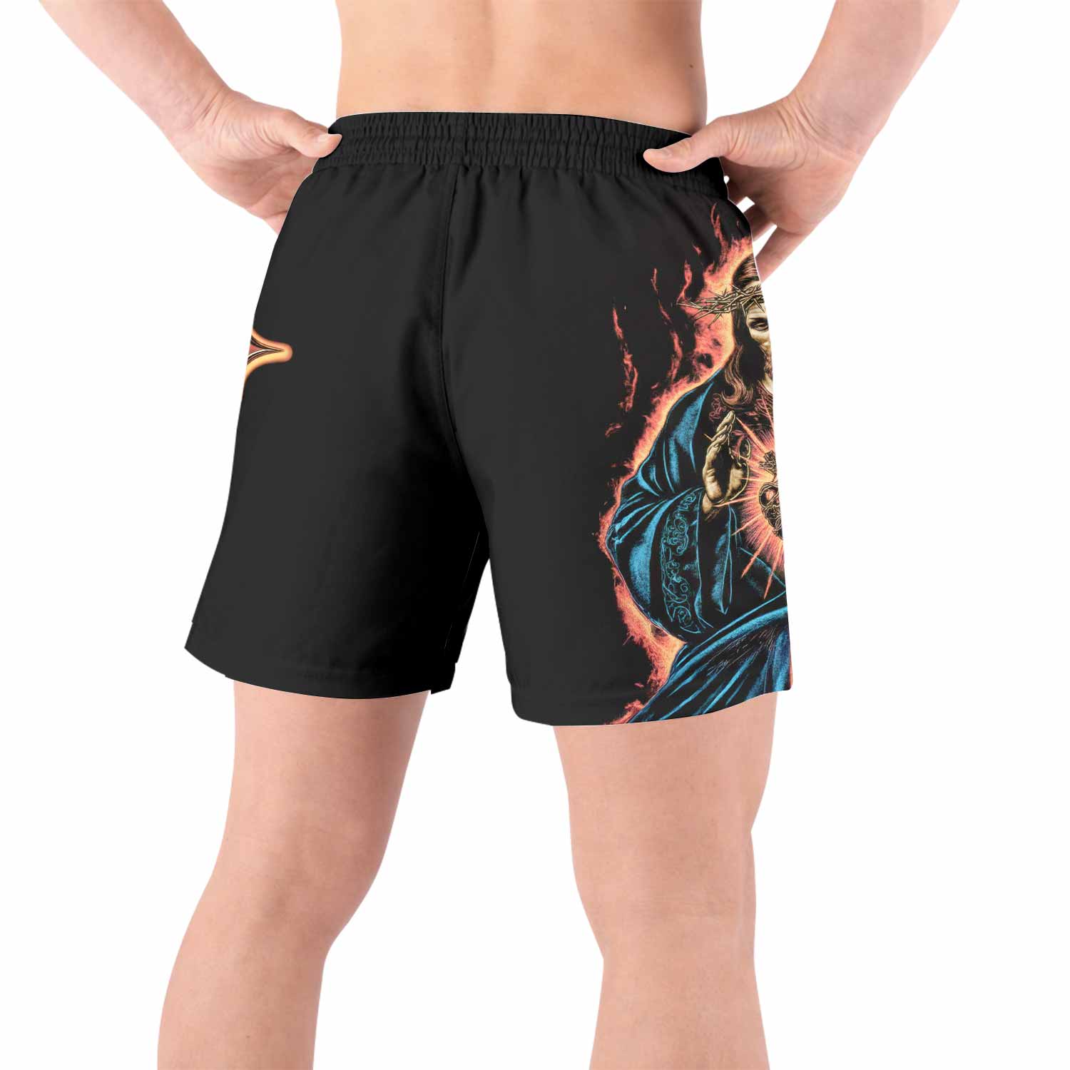 Sacred Heart Grappling Shorts - back view lifestyle
