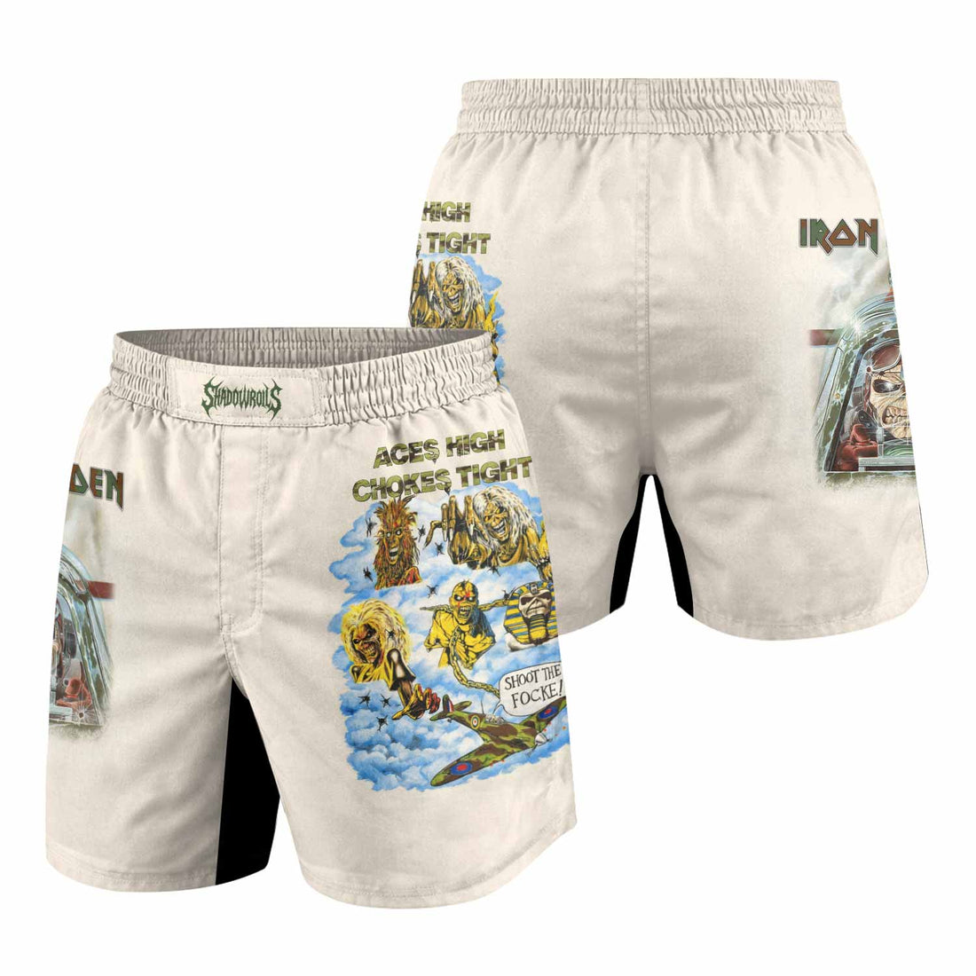 Iron Maiden Aces High Chokes Tight Grappling Shorts - front and back view
