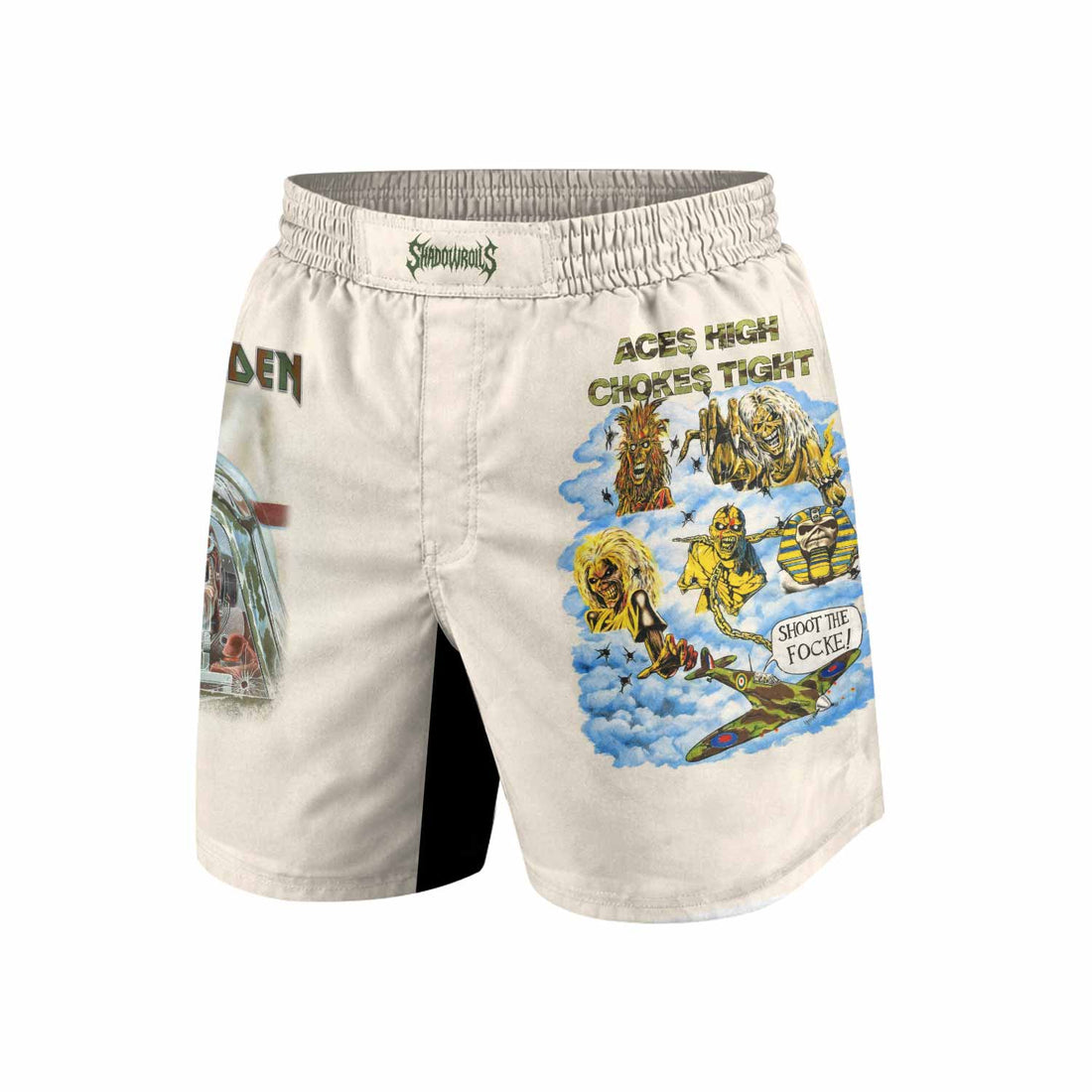 Iron Maiden Aces High Chokes Tight Grappling Shorts - front and back view