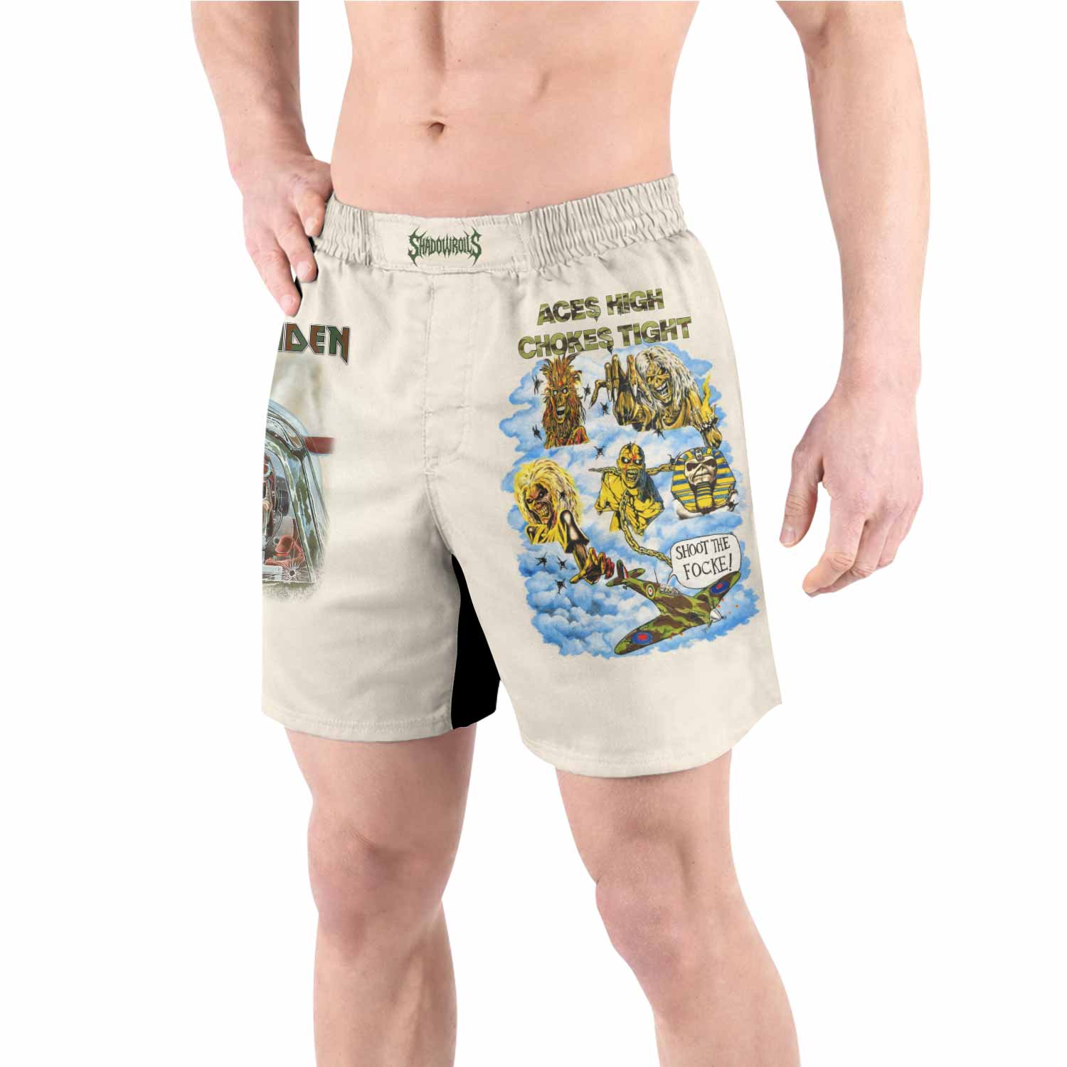 Iron Maiden Aces High Chokes Tight Grappling Shorts - front view lifestyle