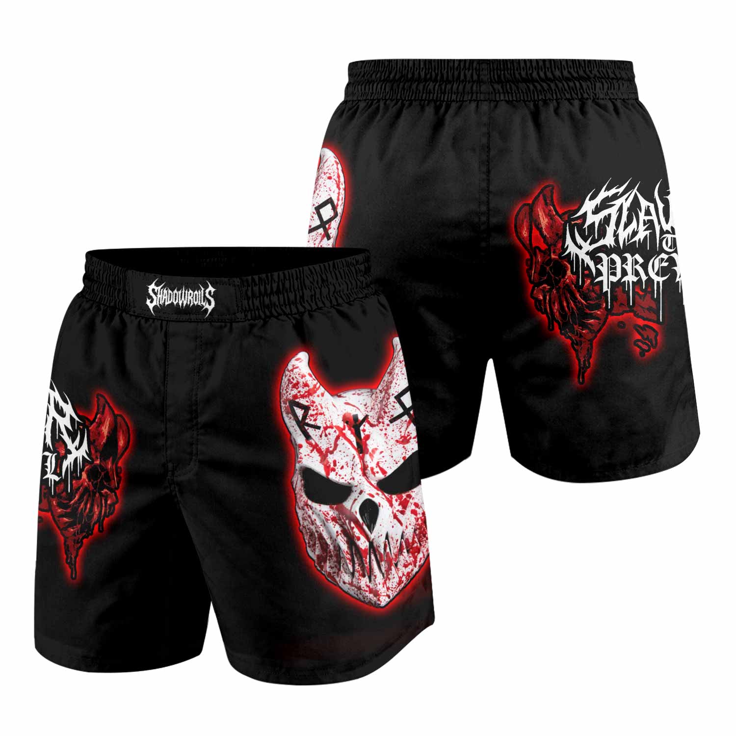 Slaughter to Prevail Grappling Shorts - front and back view