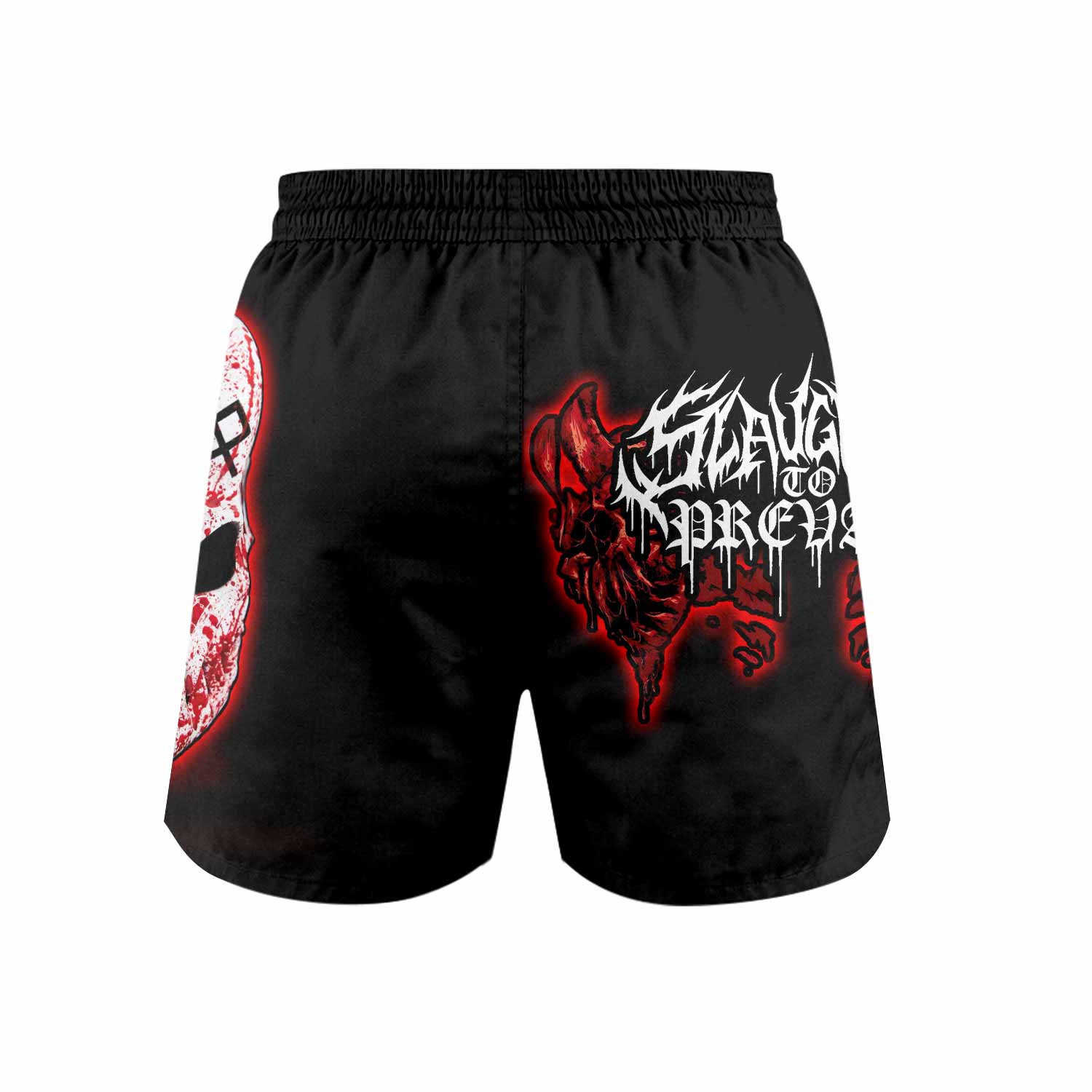 Slaughter to Prevail Grappling Shorts - back view mockup