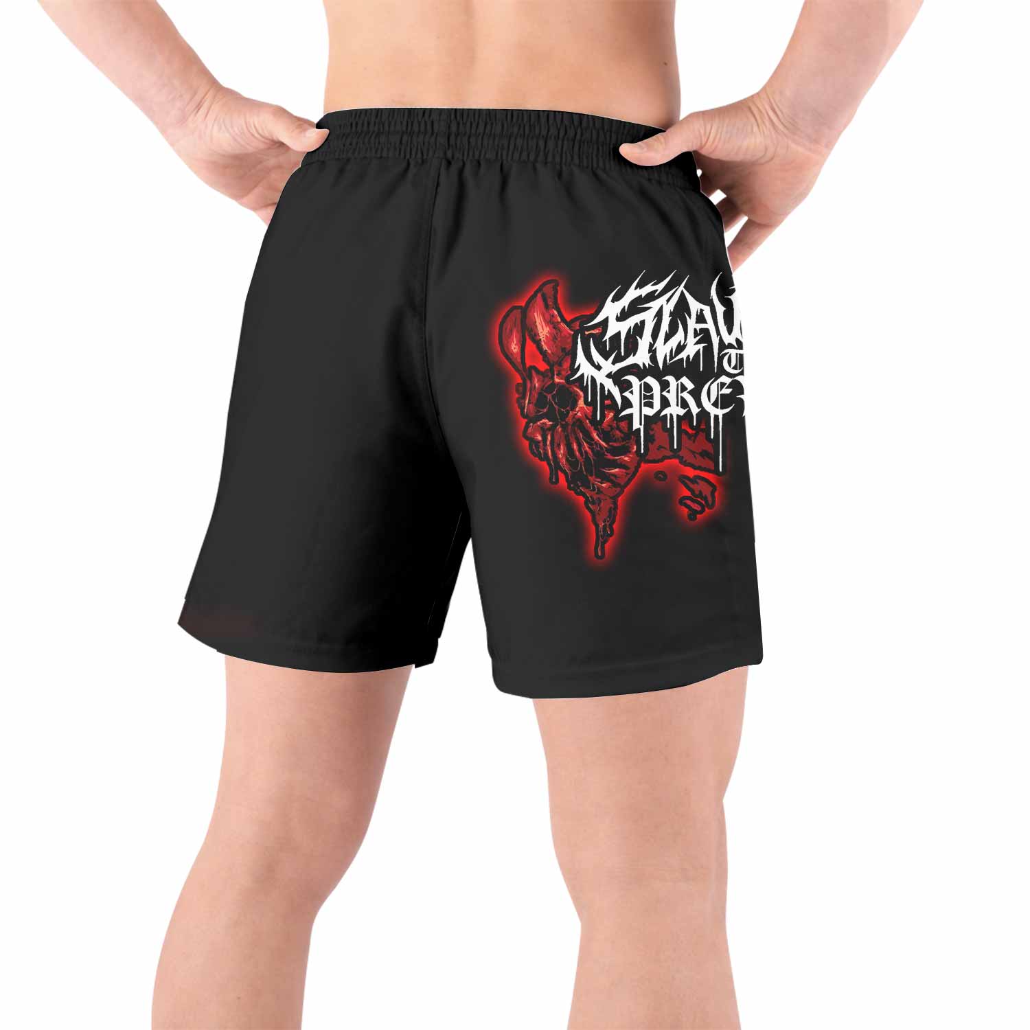 Slaughter to Prevail Grappling Shorts - back view lifestyle