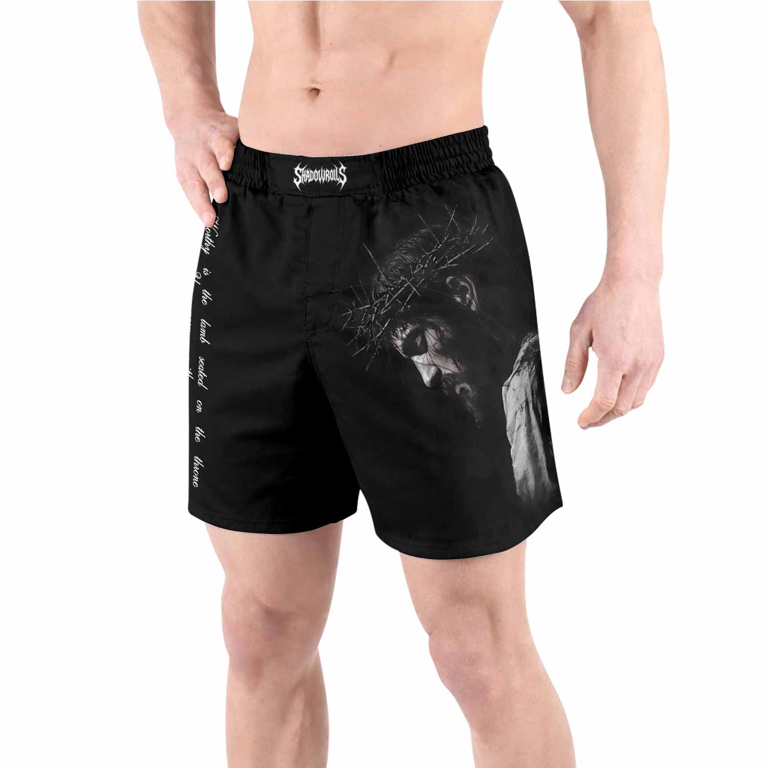 Crucified Silence Grappling Shorts - front view lifestyle
