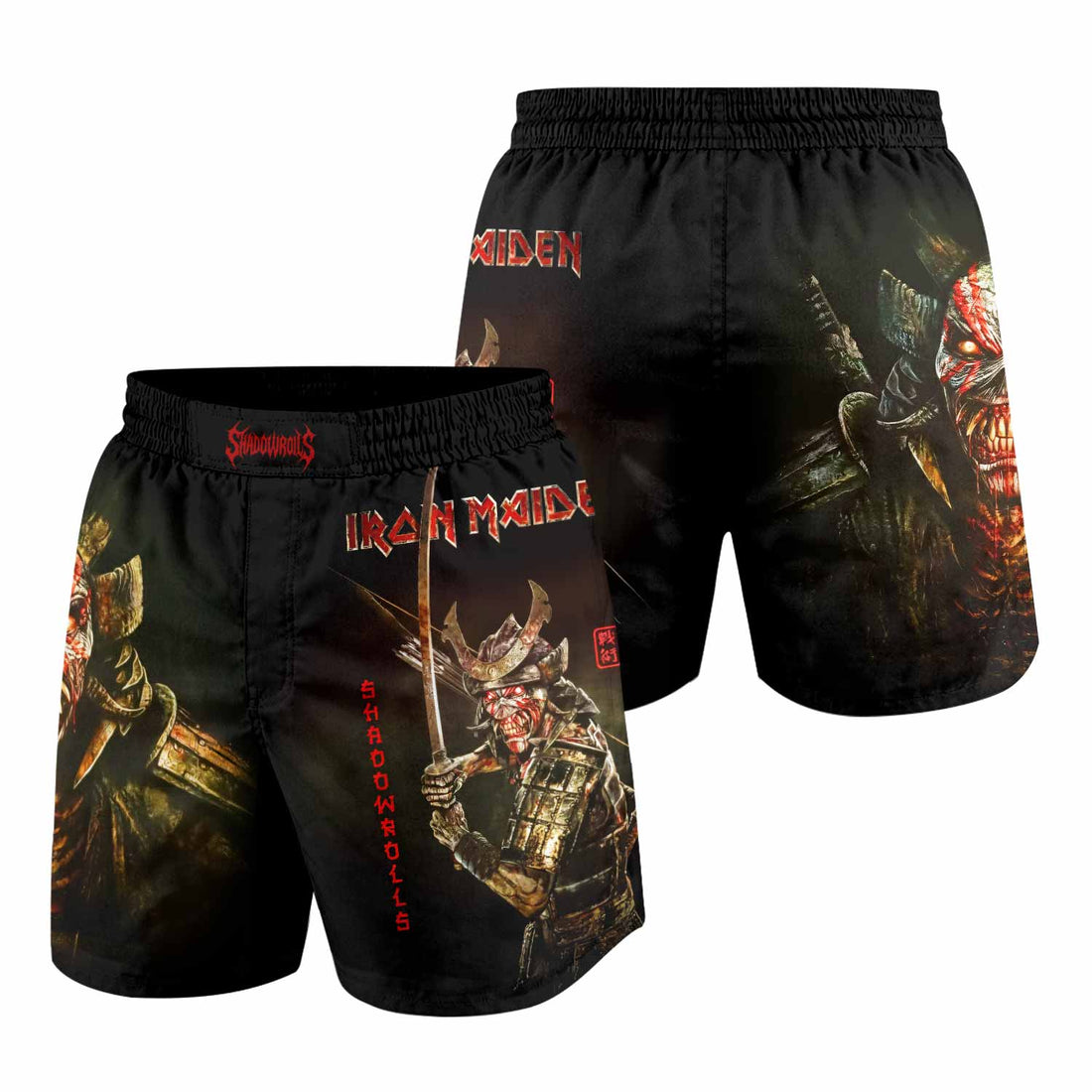 Iron Maiden Samurai Grappling Shorts - front and back view
