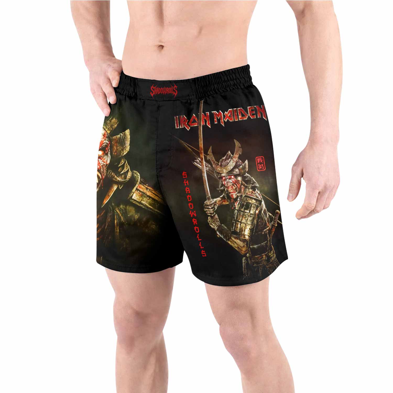 Iron Maiden Samurai Grappling Shorts - front view lifestyle