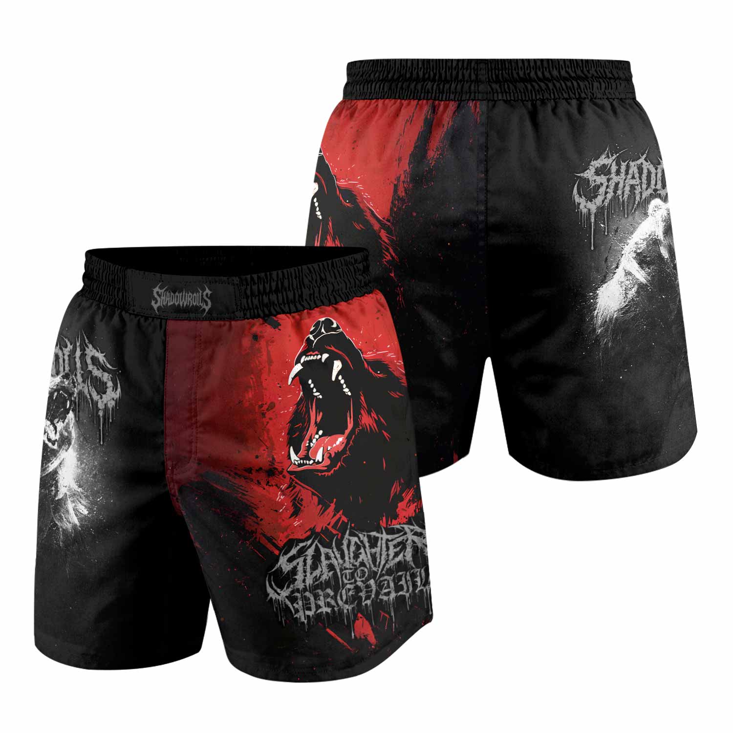 Slaughter to Prevail Bear Grappling Shorts - front and back view