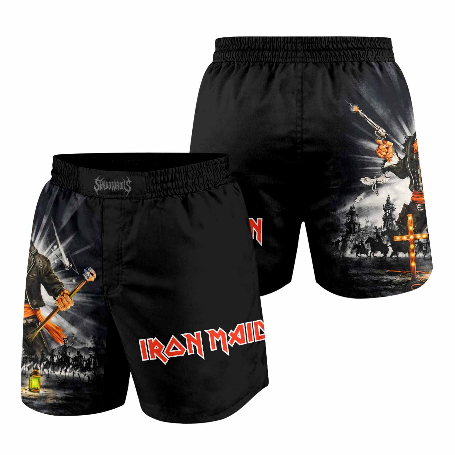 Iron Maiden Nights Of The Dead Grappling Shorts - front and back view