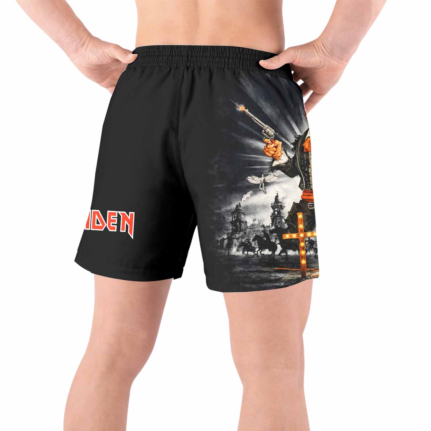 Iron Maiden Nights Of The Dead Grappling Shorts - back view lifestyle