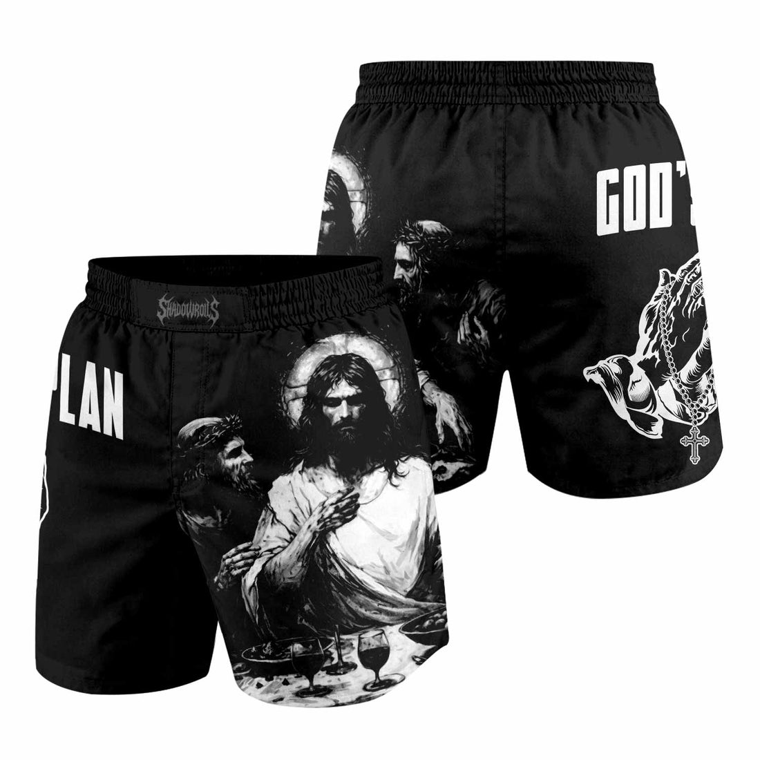 God's Plan Grappling Shorts - front and back view