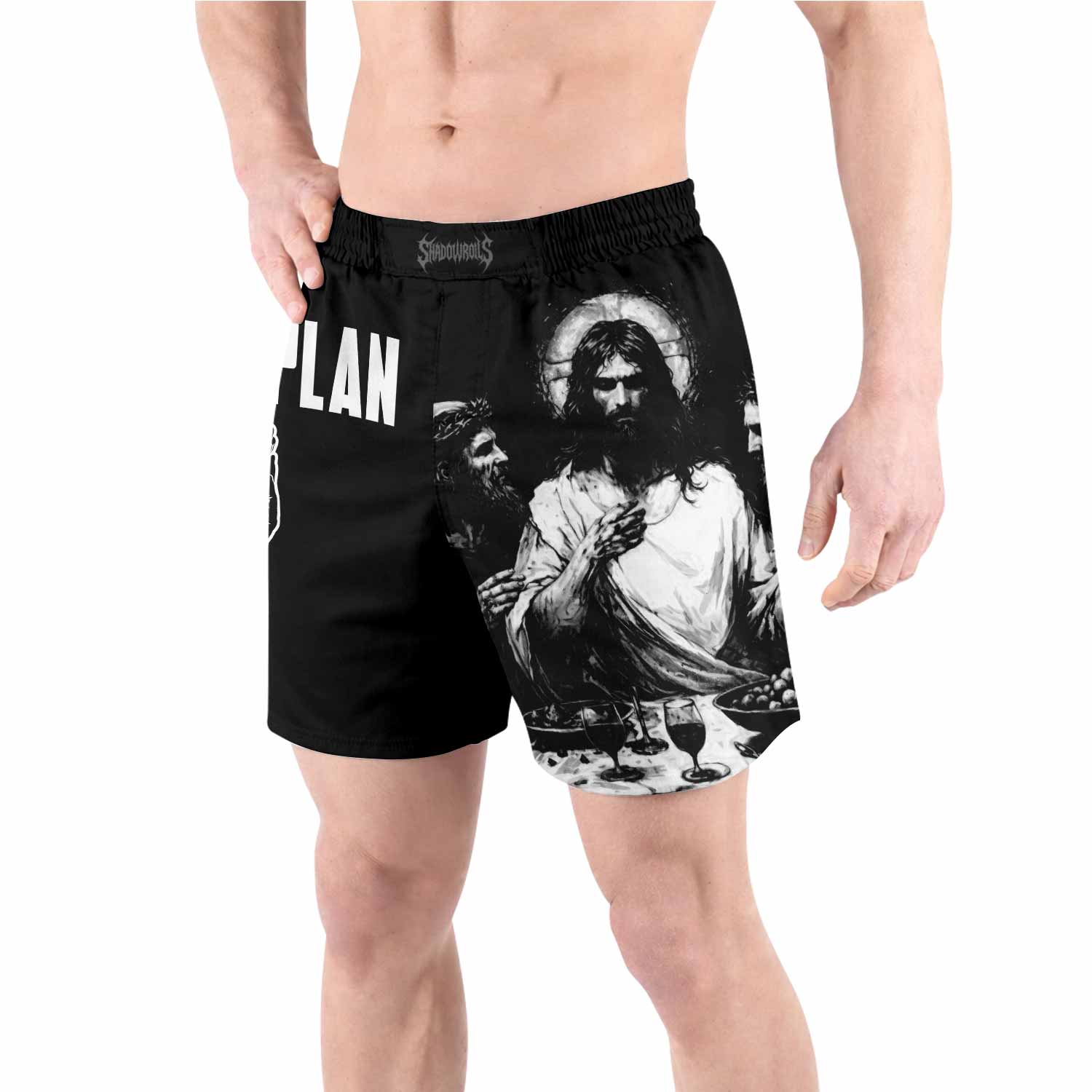 God's Plan Grappling Shorts - front view lifestyle