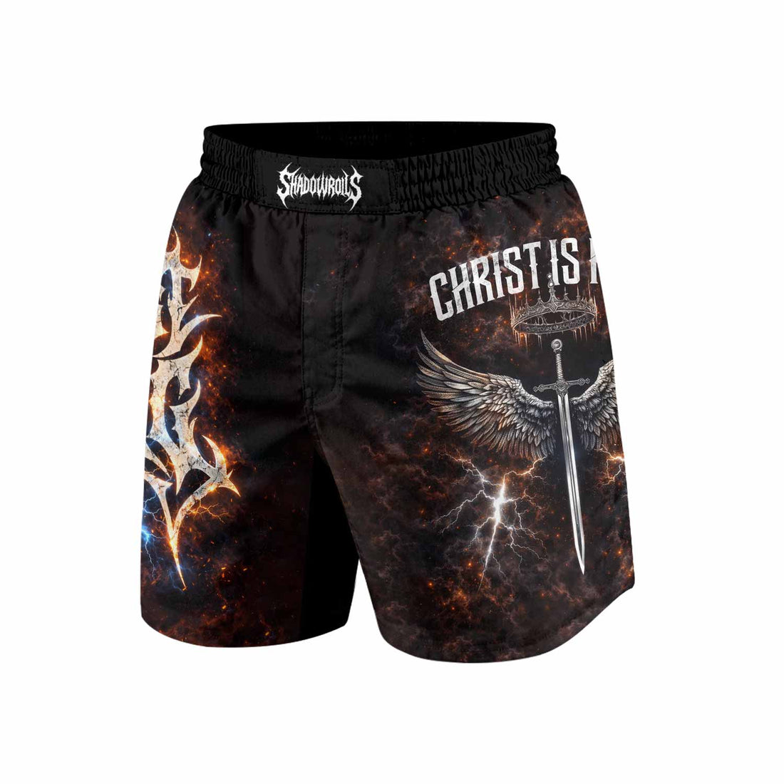 Christ is King Grappling Shorts - front and back view