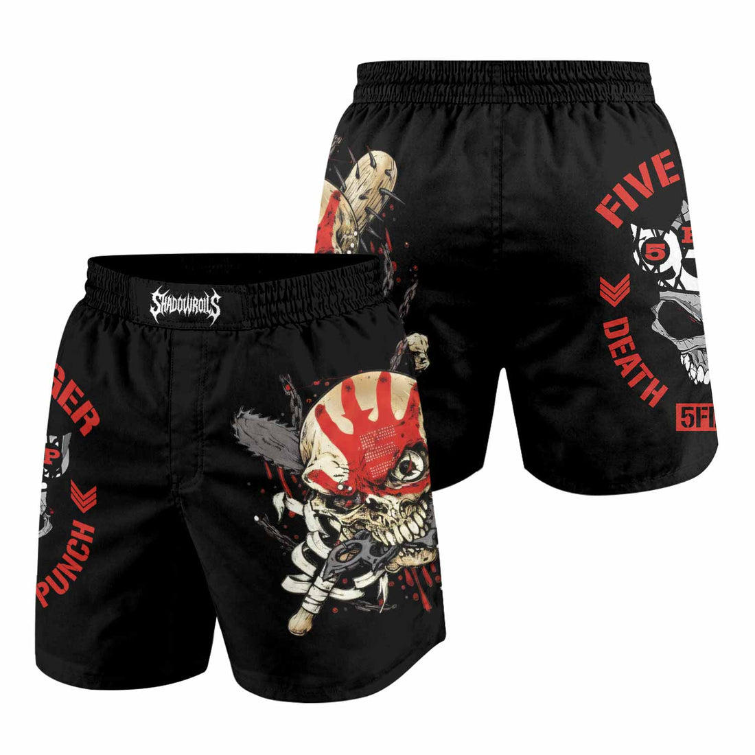 Five Finger Death Punch Shadowrolls Grappling Shorts - front and back view