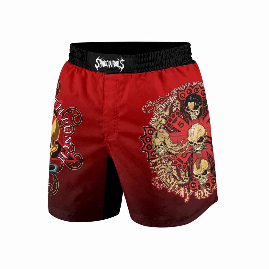 5FDP Five Finger Death Punch Grappling Shorts - front and back view