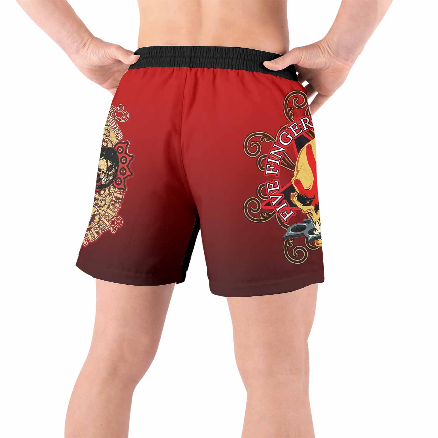 5FDP Five Finger Death Punch Grappling Shorts - back view lifestyle