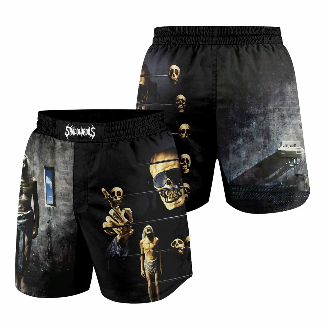 Megadeth Prison of Flesh Grappling Shorts - front and back view