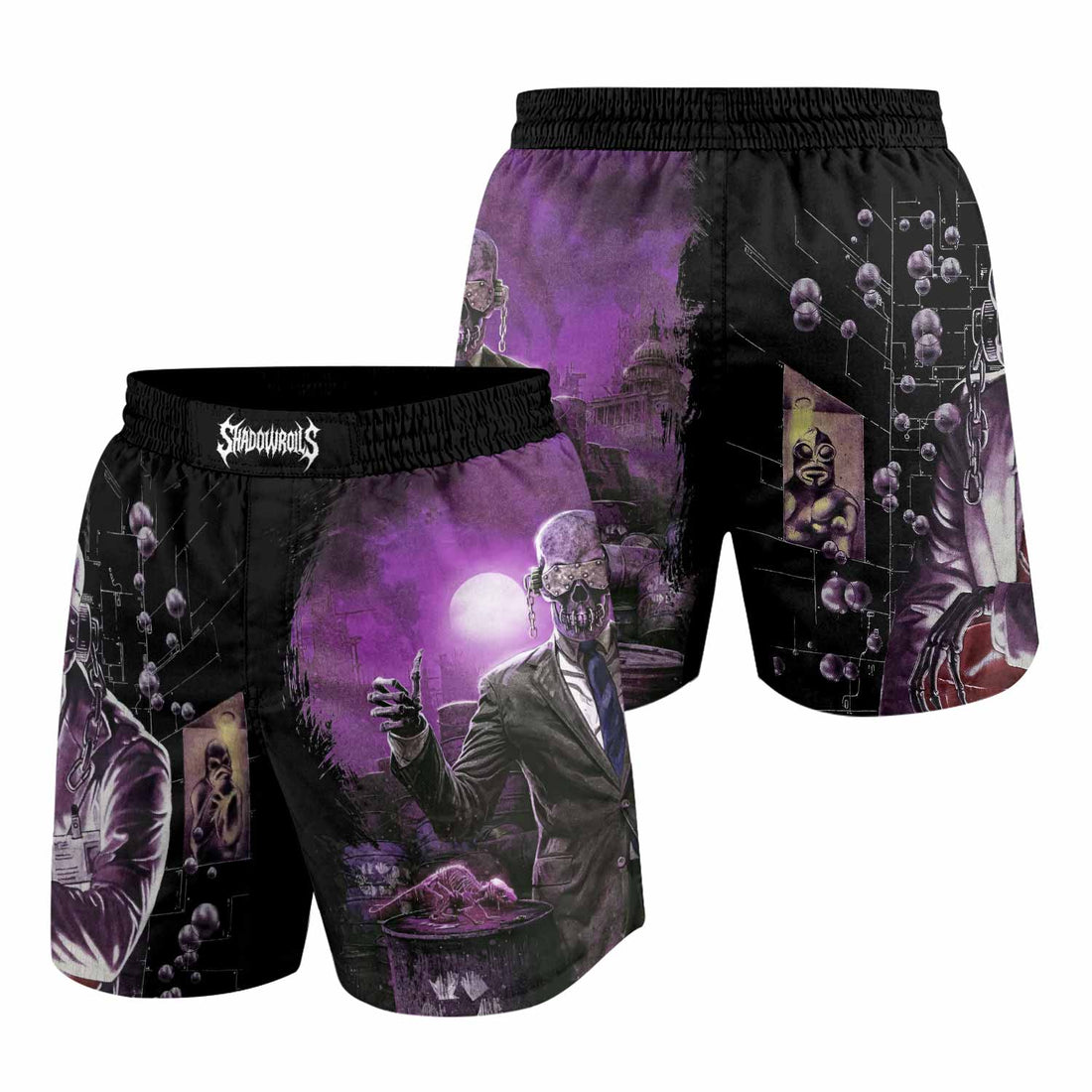 Megadeth Toxic Messiah Grappling Shorts - front and back view