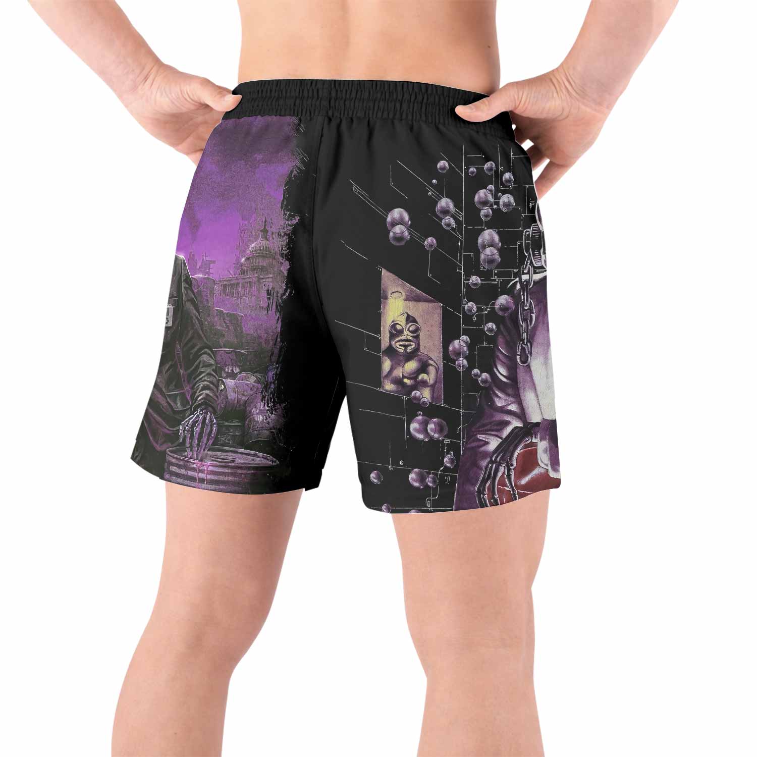 Megadeth Toxic Messiah Grappling Shorts - back view lifestyle