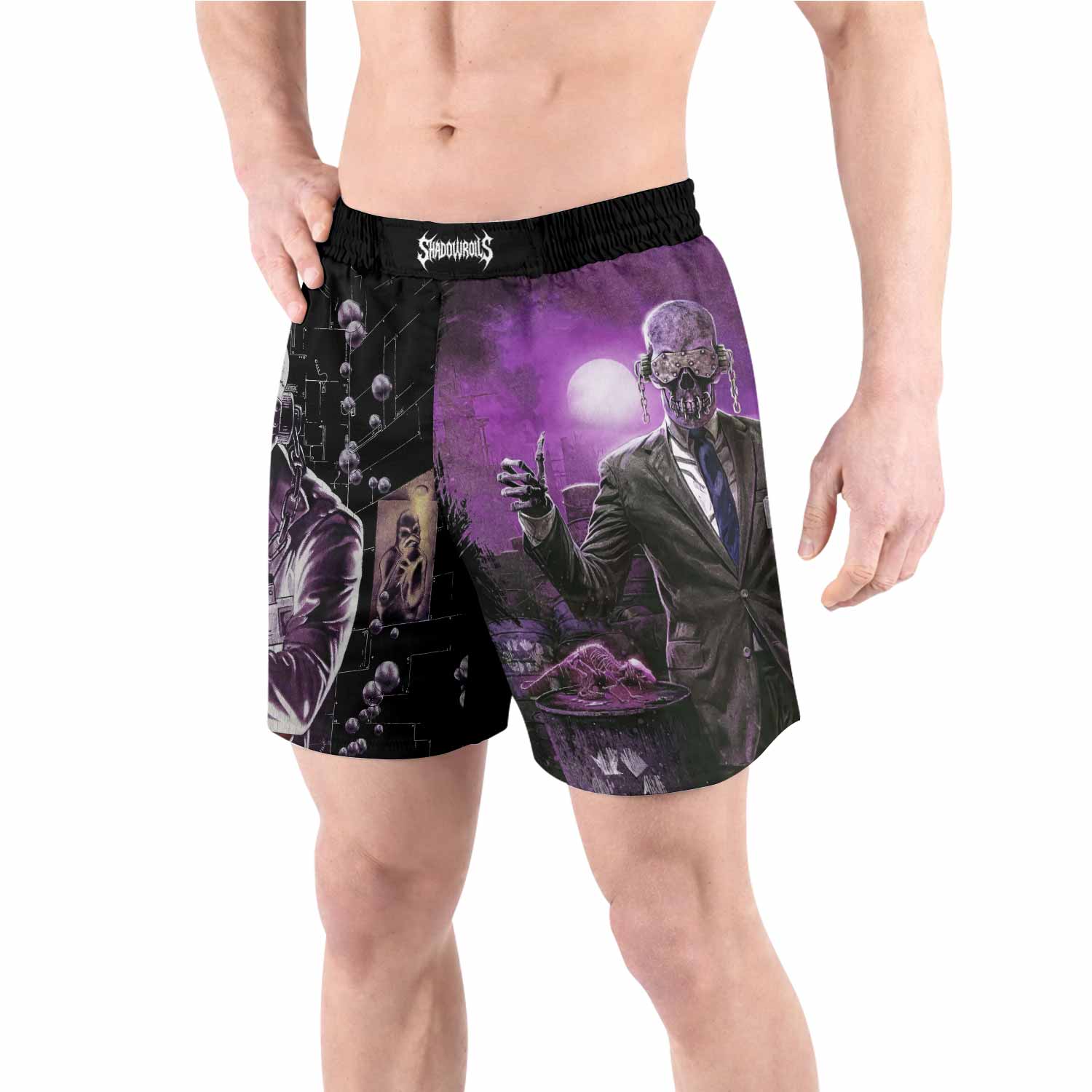 Megadeth Toxic Messiah Grappling Shorts - front view lifestyle