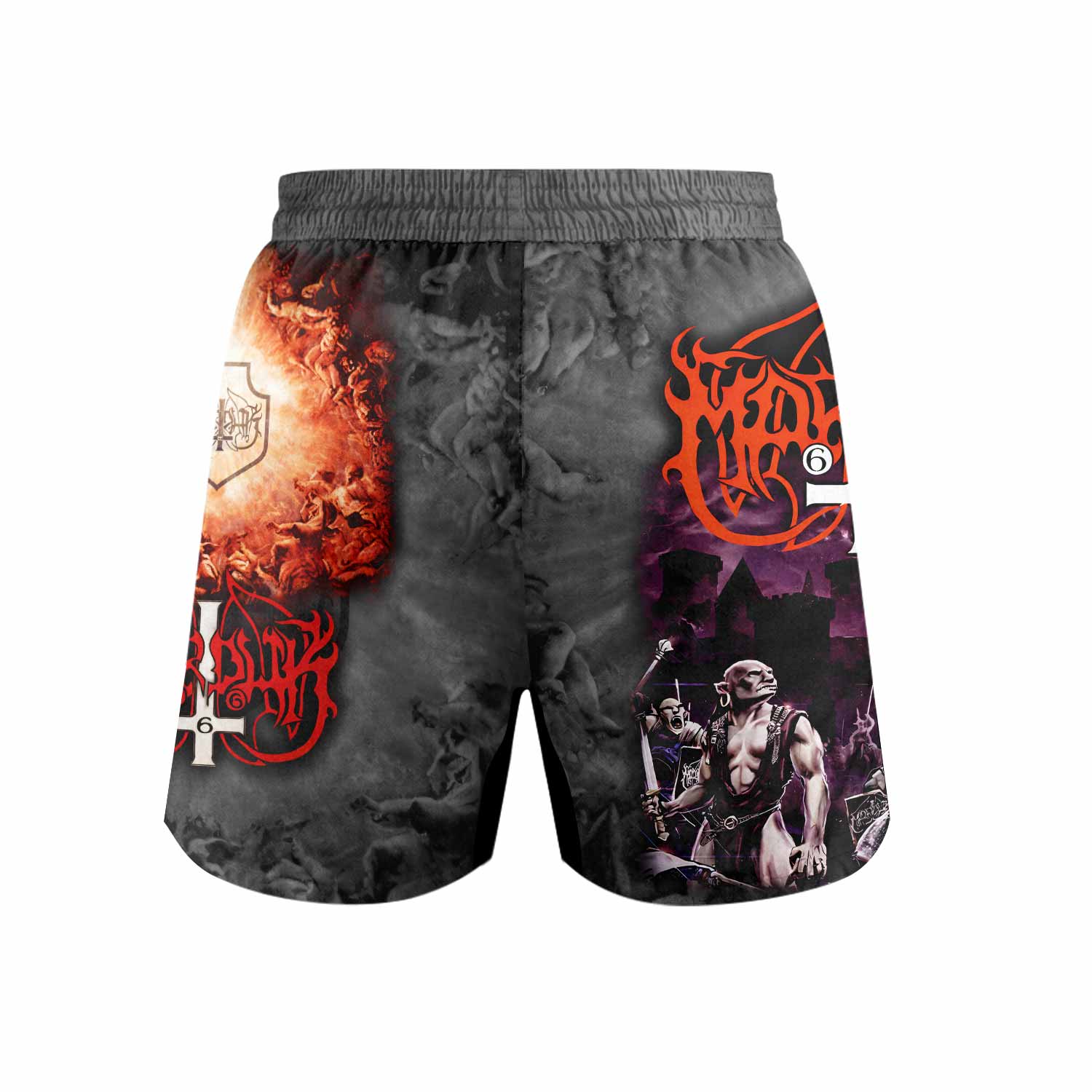 Marduk Heaven Shall Burn Grappling Shorts - back view mockup