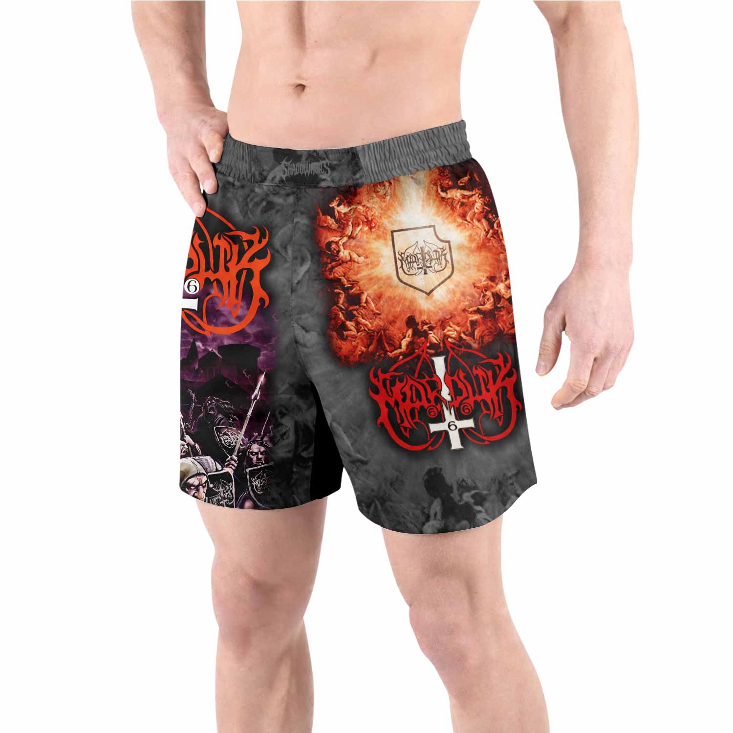 Marduk Heaven Shall Burn Grappling Shorts - front view lifestyle