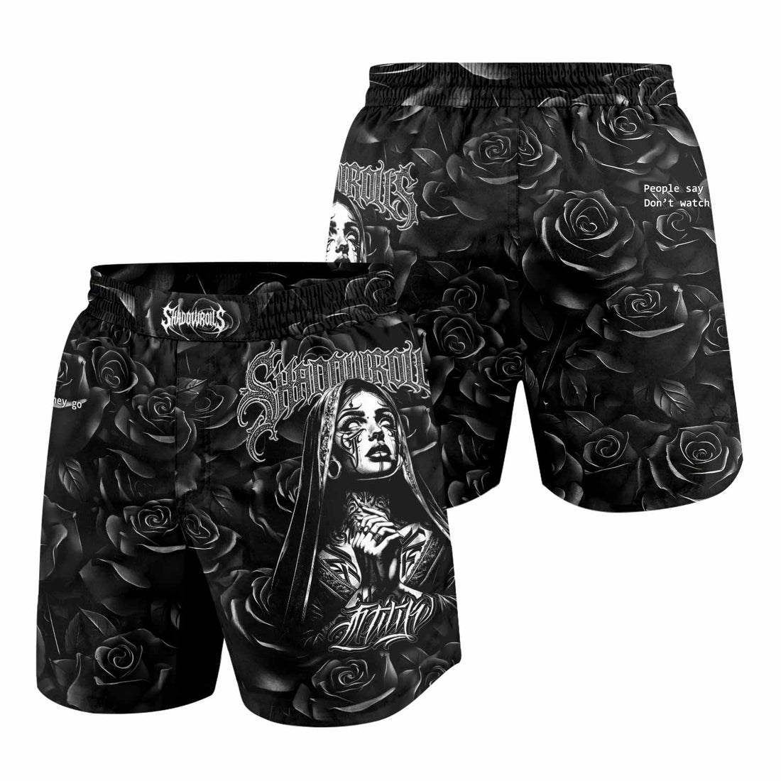 Pray for the Rave Grappling Shorts - front and back view