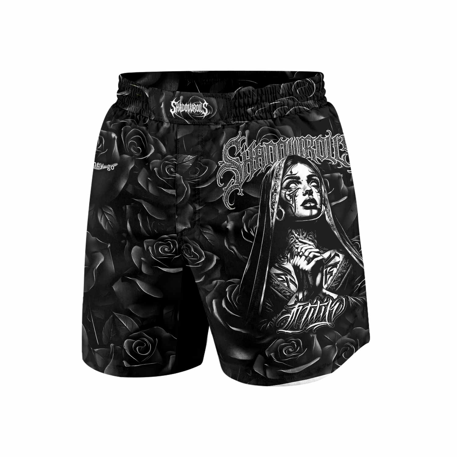 Pray for the Rave Grappling Shorts - front view mockup