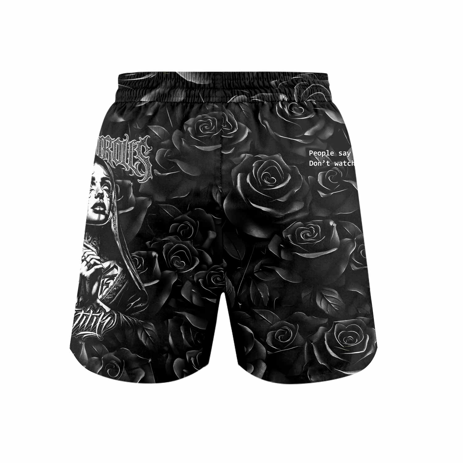 Pray for the Rave Grappling Shorts - back view mockup