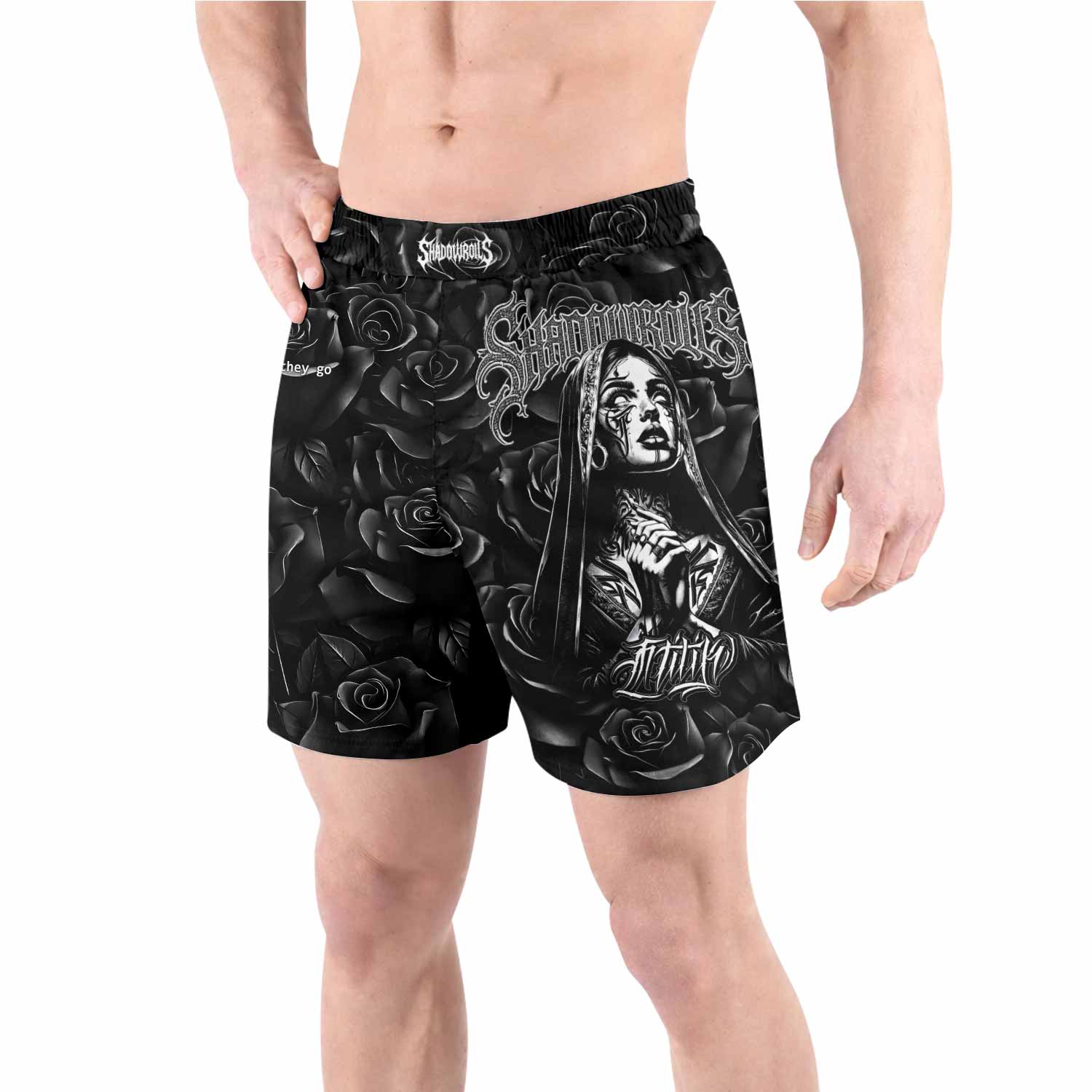 Pray for the Rave Grappling Shorts - front view lifestyle
